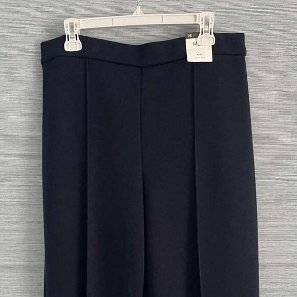 Marks & Spencer M&S Wide Leg Navy Pants Trousers, Size 12 Short (UK 16) NWT - Picture 8 of 10